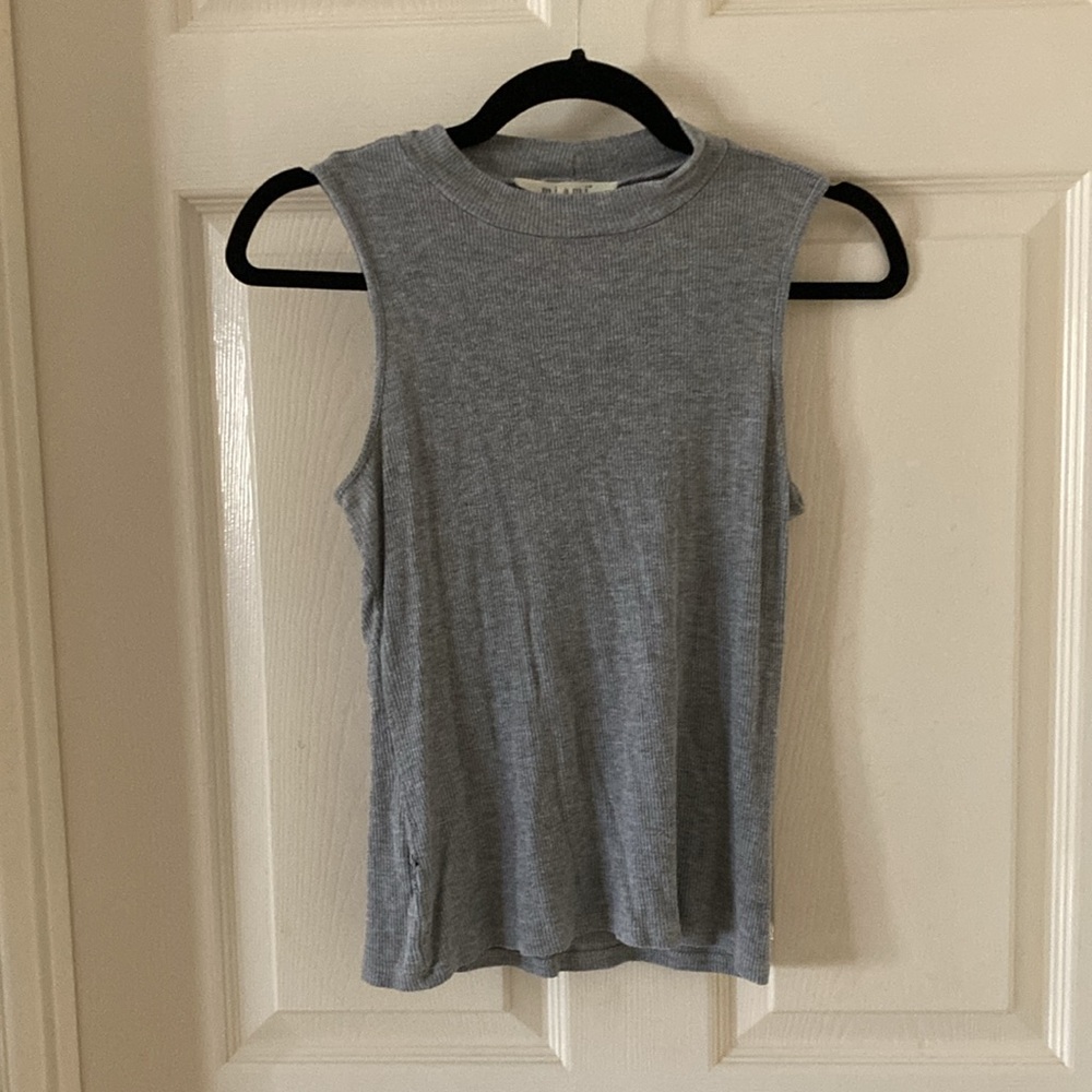 Miami Mock Neck Sleeveless Tank Top Grey Stretch Size XS Soft Francesca’s GUC